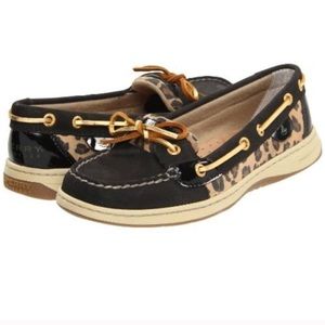 Sperry Black & Gold Leopard Angelfish Boat Shoe